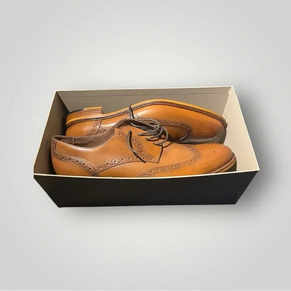 Joseph Abboud Tan Leather Brogue Oxfords - Size 13M/46M - NIB - Picture 3 of 6